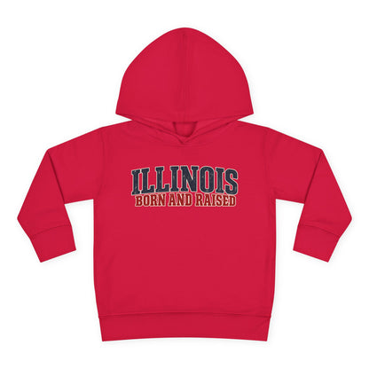 Illinois Born and Raised Midwest Americana Unisex Toddler Pullover Fleece Hoodie