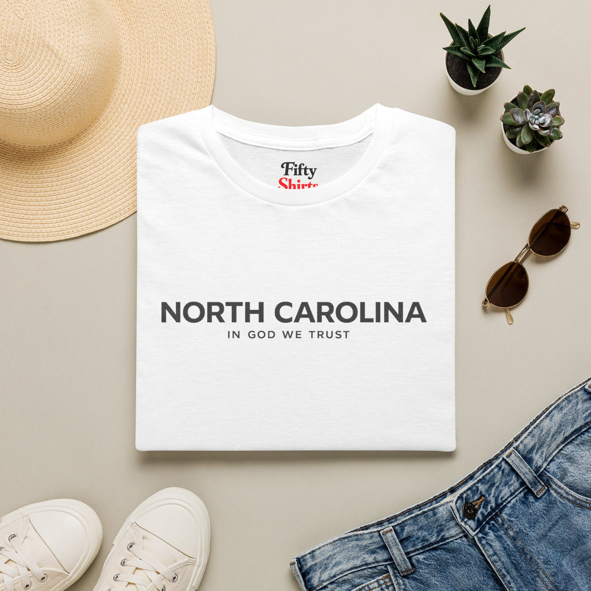 North Carolina All State In God We Trust Front Design Unisex Everyday Tee