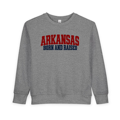 Arkansas Born and Raised Rugged Workwear Unisex Toddler Sweatshirt
