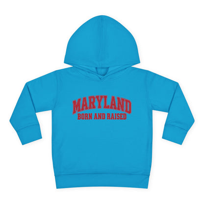Maryland Born and Raised Classic Collegiate Unisex Toddler Pullover Fleece Hoodie