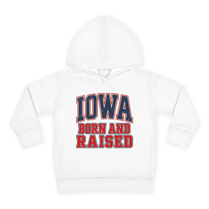Iowa Born and Raised Vintage Collegiate Unisex Toddler Pullover Fleece Hoodie