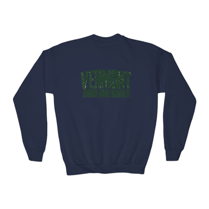 Vermont Born and Raised Modern New England Streetwear Unisex Youth Crewneck Sweatshirt