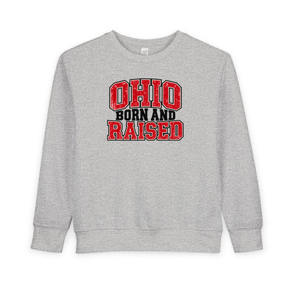Ohio Born and Raised Vintage Collegiate Unisex Toddler Sweatshirt