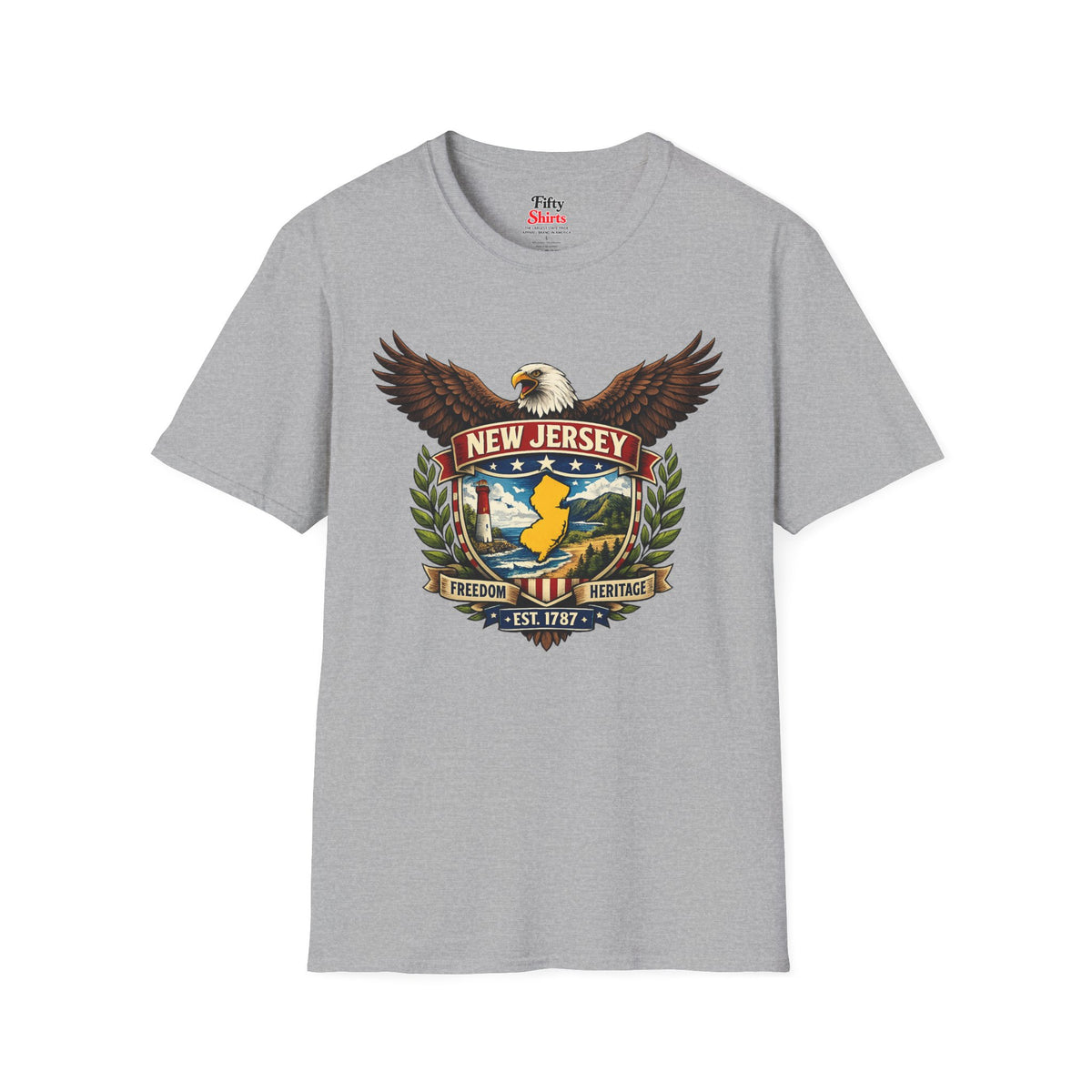 New Jersey Americana Eagle Unisex Softstyle T Shirt State Pride Graphic Tee Collections FS03