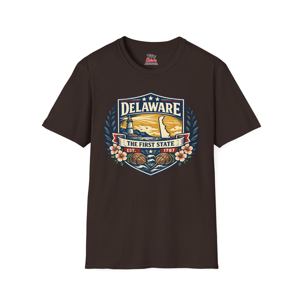 Delaware Heritage Badge Unisex Softstyle T Shirt State Pride Graphic Tee Collections FS03
