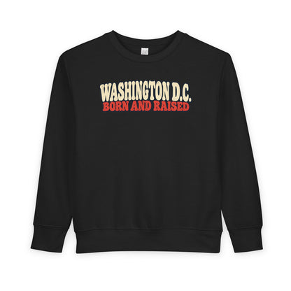 Washington DC Born and Raised Retro 1970s Unisex Toddler Sweatshirt