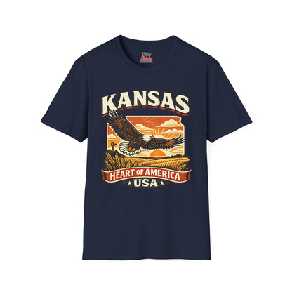 Heart of America Kansas Unisex Softstyle T Shirt State Pride Graphic Tee Collections FS03