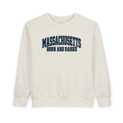 Massachusetts Born and Raised Vintage Collegiate Unisex Toddler Sweatshirt