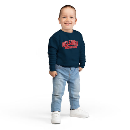 Oklahoma Born and Raised Old-School Athletic Unisex Toddler Sweatshirt