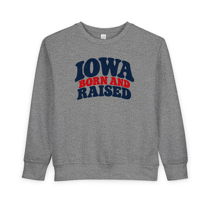 Iowa Born and Raised Retro 1970s Unisex Toddler Sweatshirt