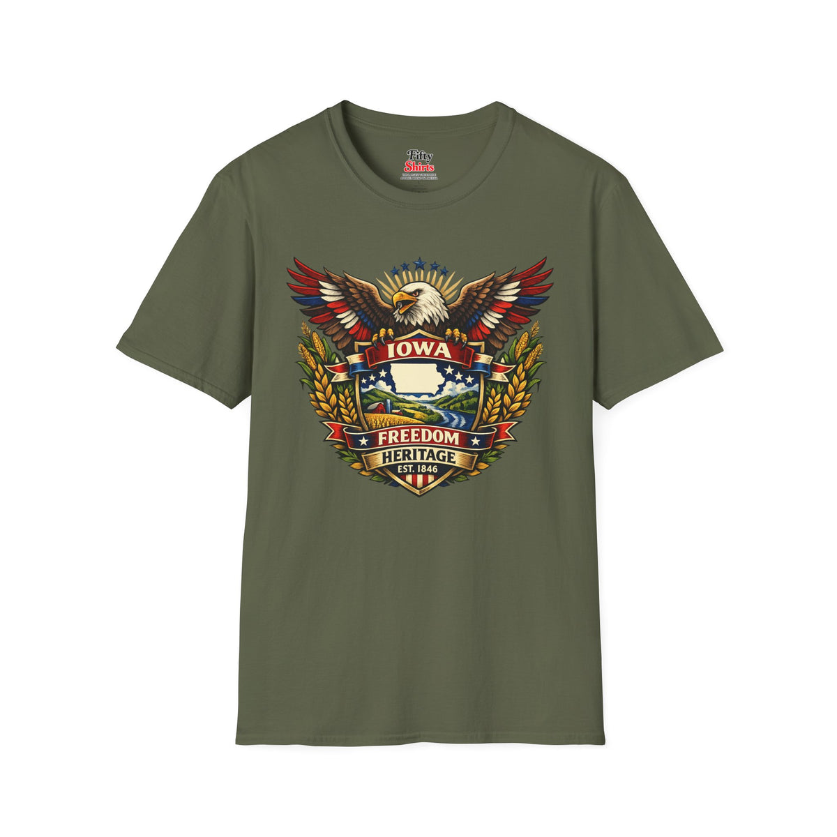 Iowa Americana Eagle Unisex Softstyle T Shirt State Pride Graphic Tee Collections FS03