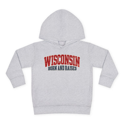 Wisconsin Born and Raised Midwest Heritage Unisex Toddler Pullover Fleece Hoodie