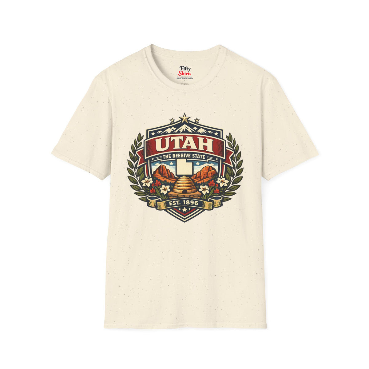 Utah Heritage Badge Unisex Softstyle T Shirt State Pride Graphic Tee Collections FS03
