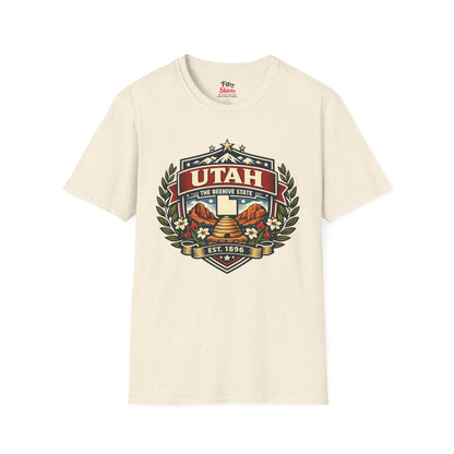 Utah Heritage Badge Unisex Softstyle T Shirt State Pride Graphic Tee Collections FS03