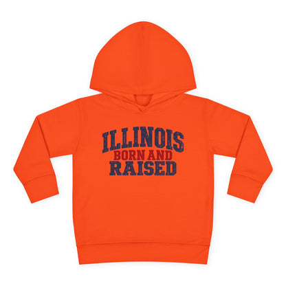 Illinois Born and Raised Rustic Midwest Americana Unisex Toddler Pullover Fleece Hoodie
