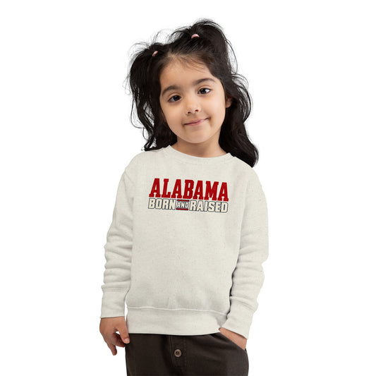 Alabama Born and Raised Premium Southern Streetwear Unisex Toddler Sweatshirt