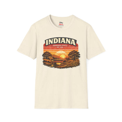 Indiana Countryside Sunset Unisex Softstyle T Shirt State Pride Graphic Tee Collections FS03