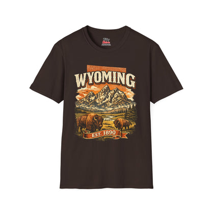 Vintage Wyoming Heritage Unisex Softstyle T Shirt State Pride Graphic Tee Collections FS03