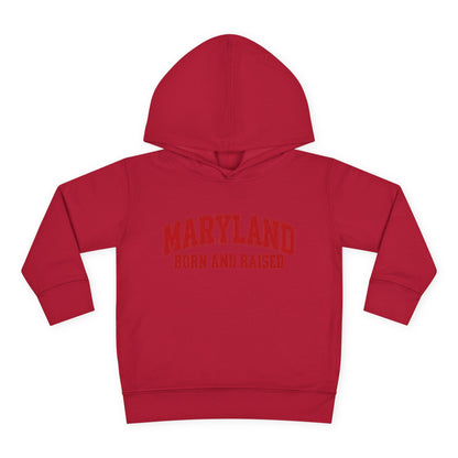 Maryland Born and Raised Classic Collegiate Unisex Toddler Pullover Fleece Hoodie