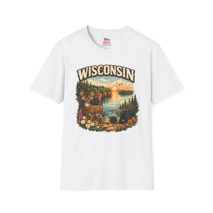 Wisconsin Wildlife Unisex Softstyle T Shirt State Pride Graphic Tee Collections FS03