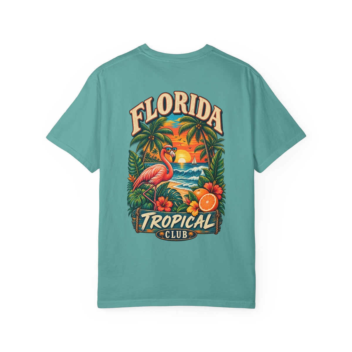 Florida Tropical Club  Unisex Comfort Color 1717 Streetwear Graphic Tee
