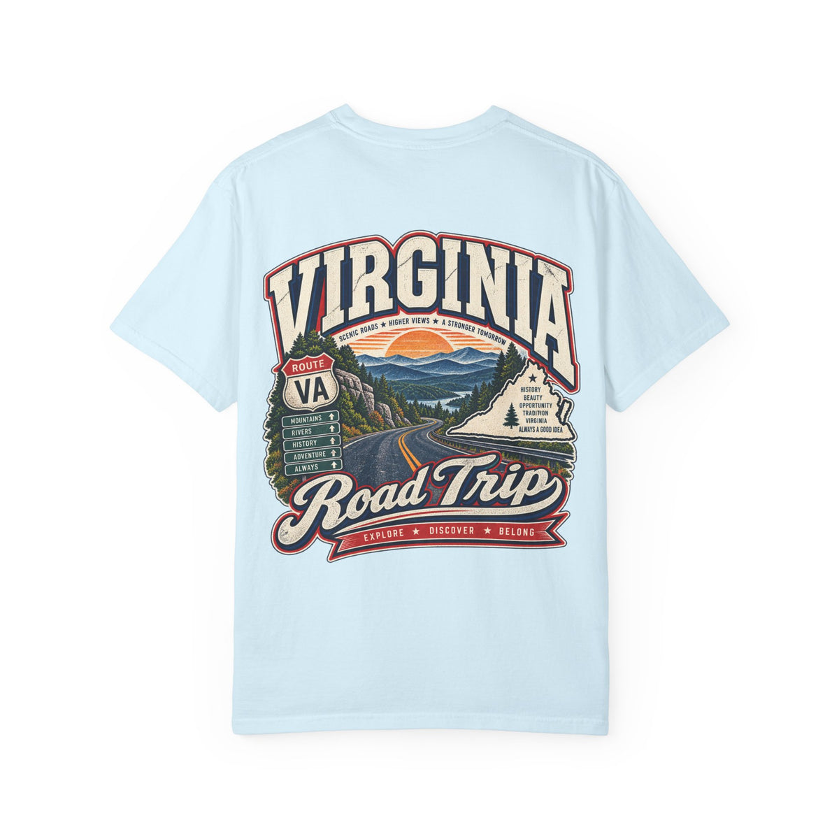 Virginia Road Trip Unisex Comfort Color 1717 Streetwear Graphic Tee