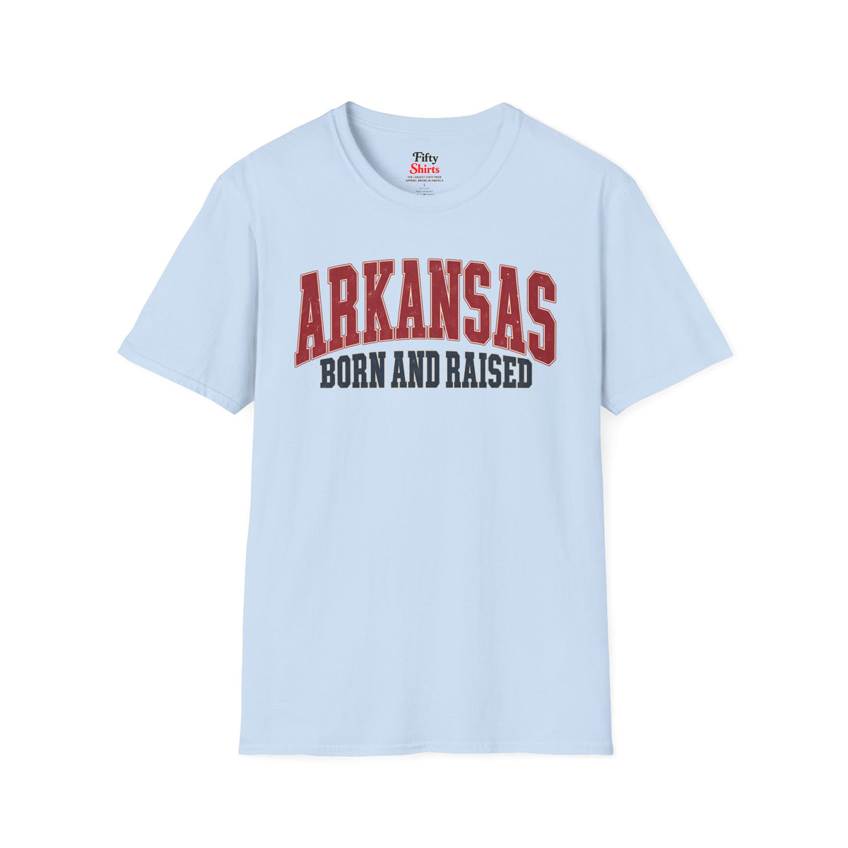 Arkansas Born and Raised Unisex Softstyle T Shirt State Name Graphic Tee