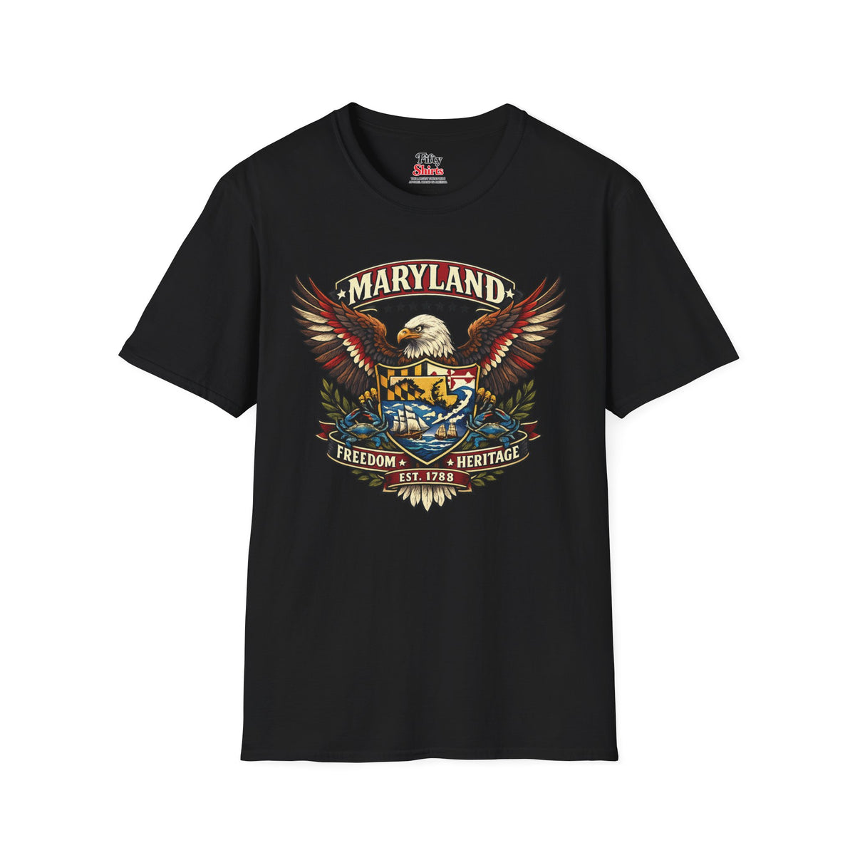 Maryland Americana Eagle Unisex Softstyle T Shirt State Pride Graphic Tee Collections FS03