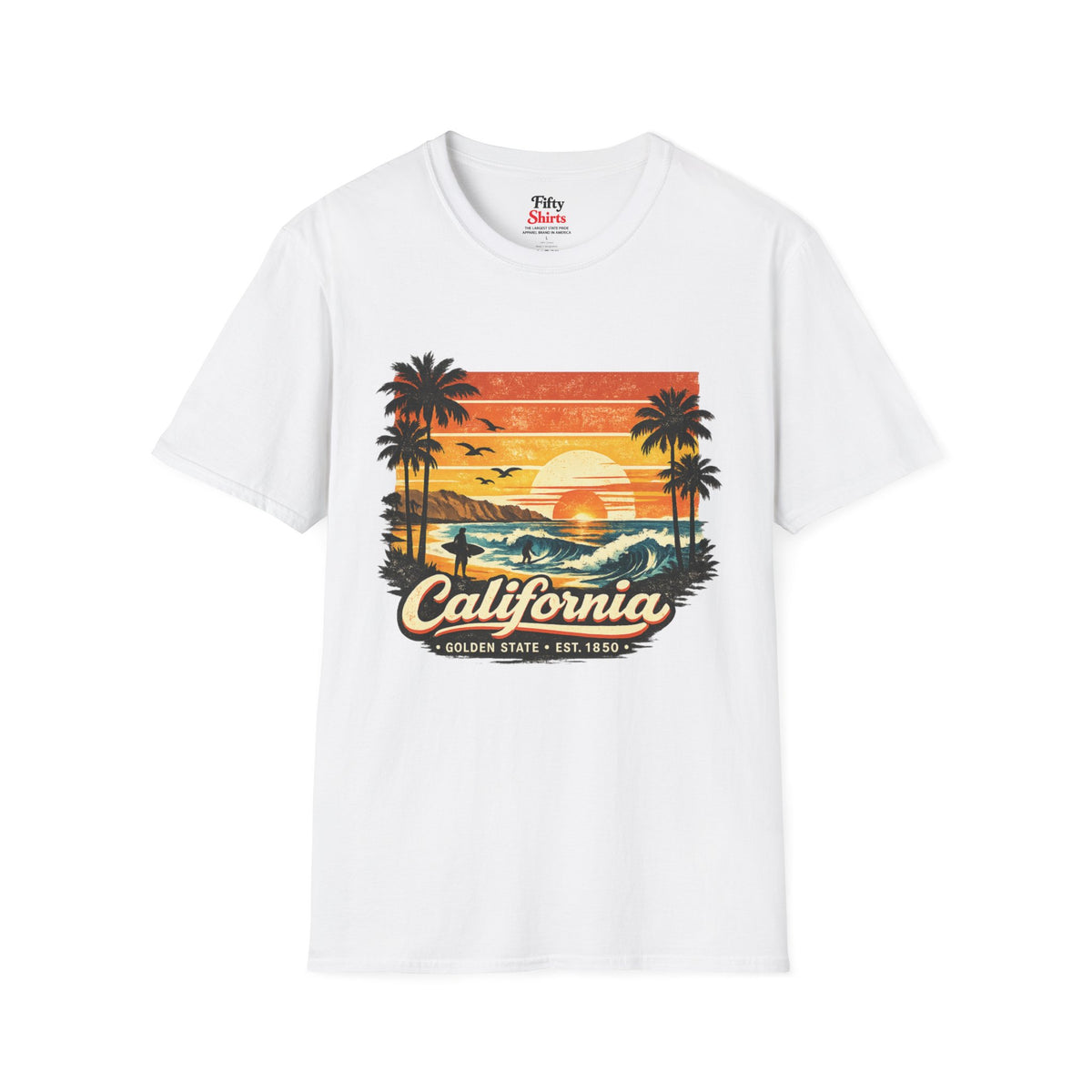 California Sunset Design Unisex Softstyle T Shirt State Pride Graphic Tee Collections FS03