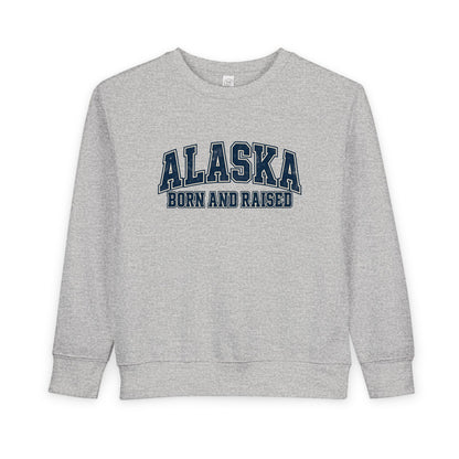 Alaska Born and Raised Classic Collegiate Unisex Toddler Sweatshirt