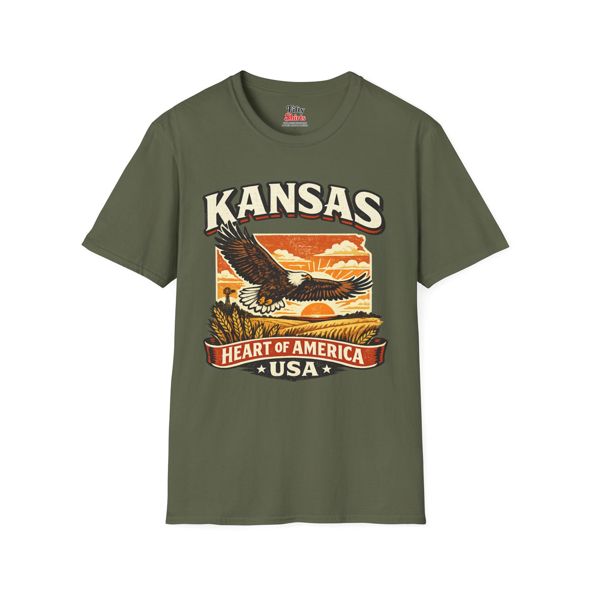 Heart of America Kansas Unisex Softstyle T Shirt State Pride Graphic Tee Collections FS03