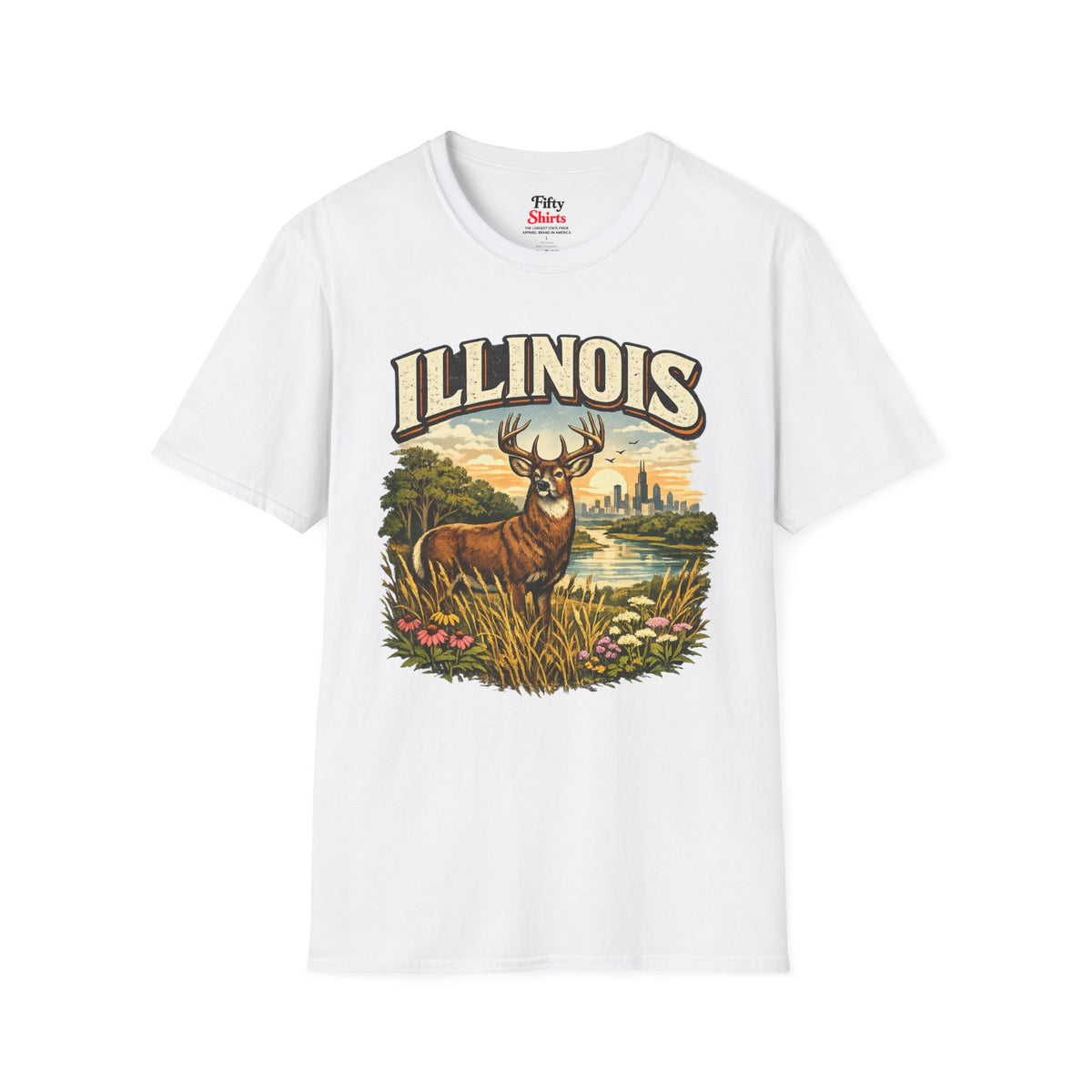 Illinois Wildlife Unisex Softstyle T Shirt State Pride Graphic Tee Collections FS03