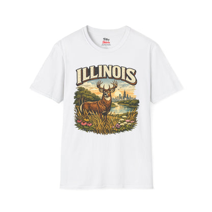 Illinois Wildlife Unisex Softstyle T Shirt State Pride Graphic Tee Collections FS03
