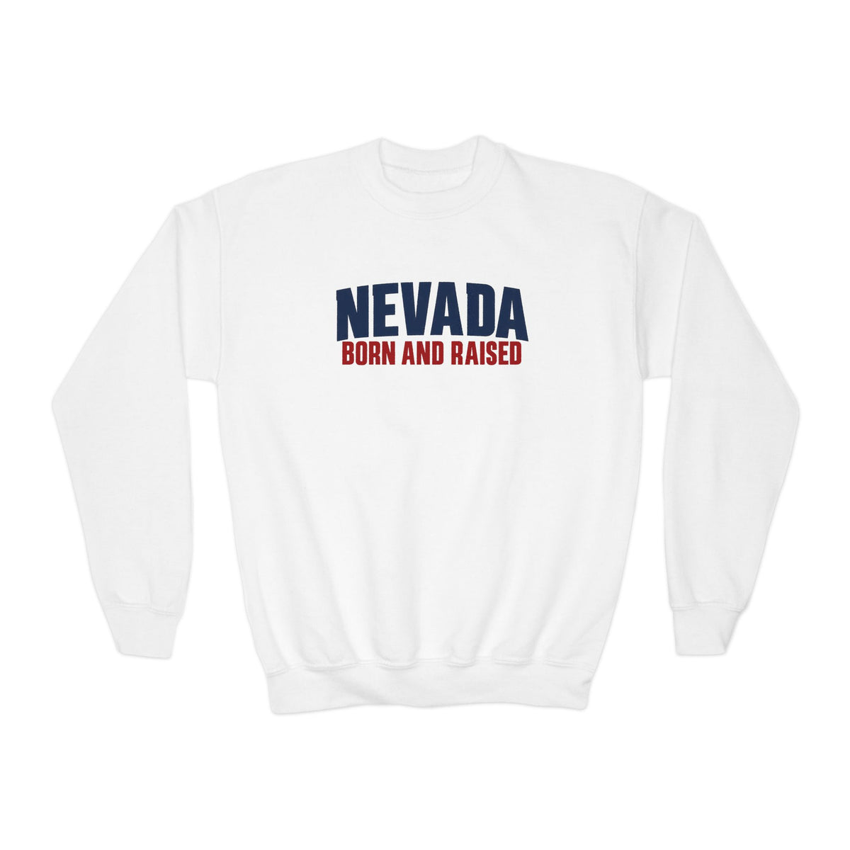 Nevada Born and Raised Minimal Heritage Unisex Youth Crewneck Sweatshirt Graphic