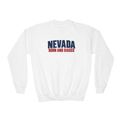 Nevada Born and Raised Minimal Heritage Unisex Youth Crewneck Sweatshirt Graphic