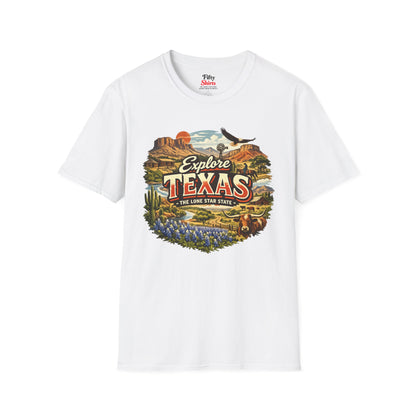 Explore Texas Unisex Softstyle T Shirt State Pride Graphic Tee Collections FS03