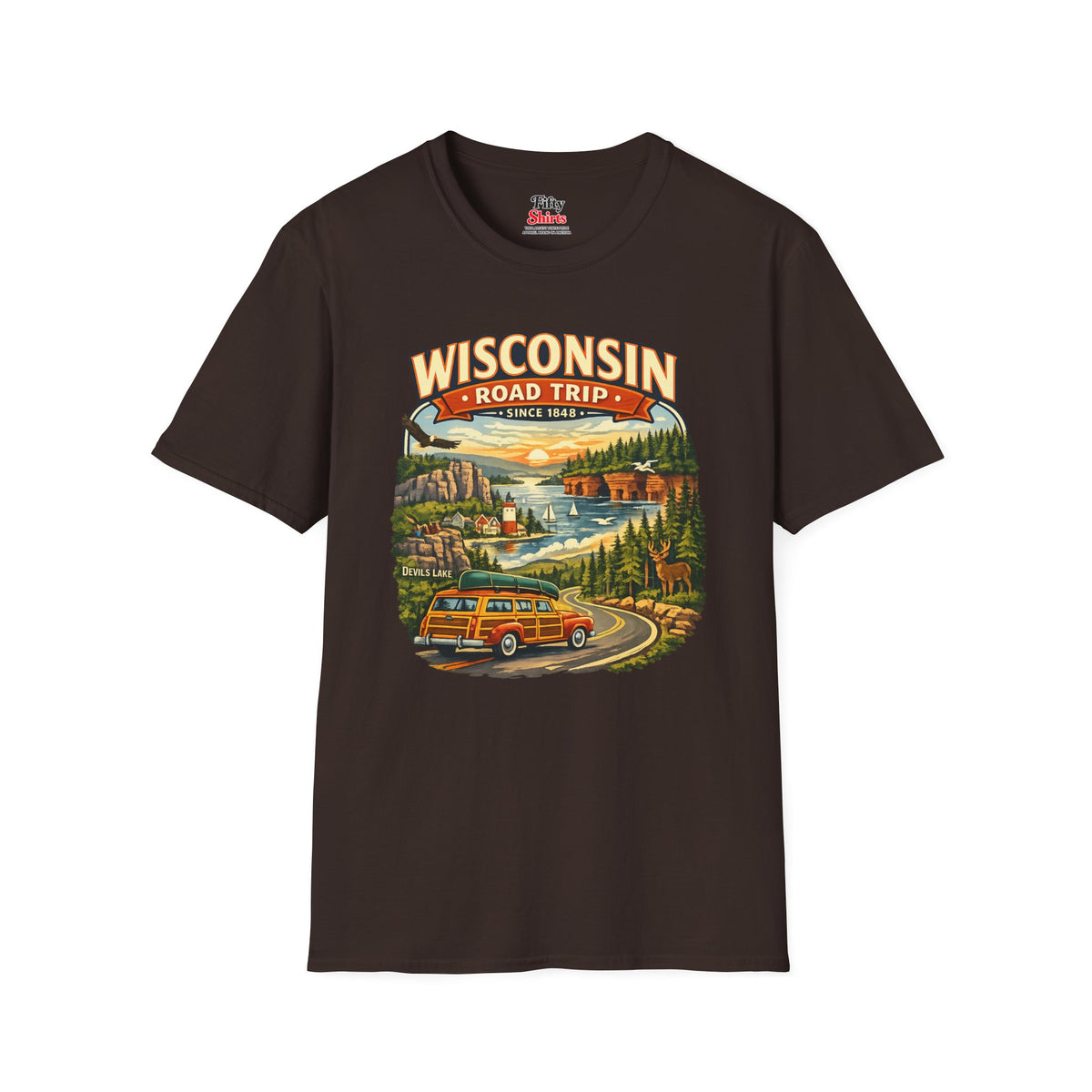 Wisconsin Road Trip Unisex Softstyle T Shirt State Pride Graphic Tee Collections FS03