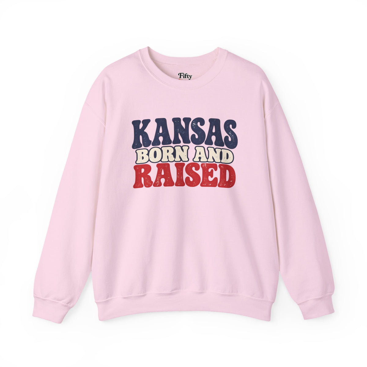 Kansas Born and Raised Retro 1970s Unisex Sweatshirt Graphic