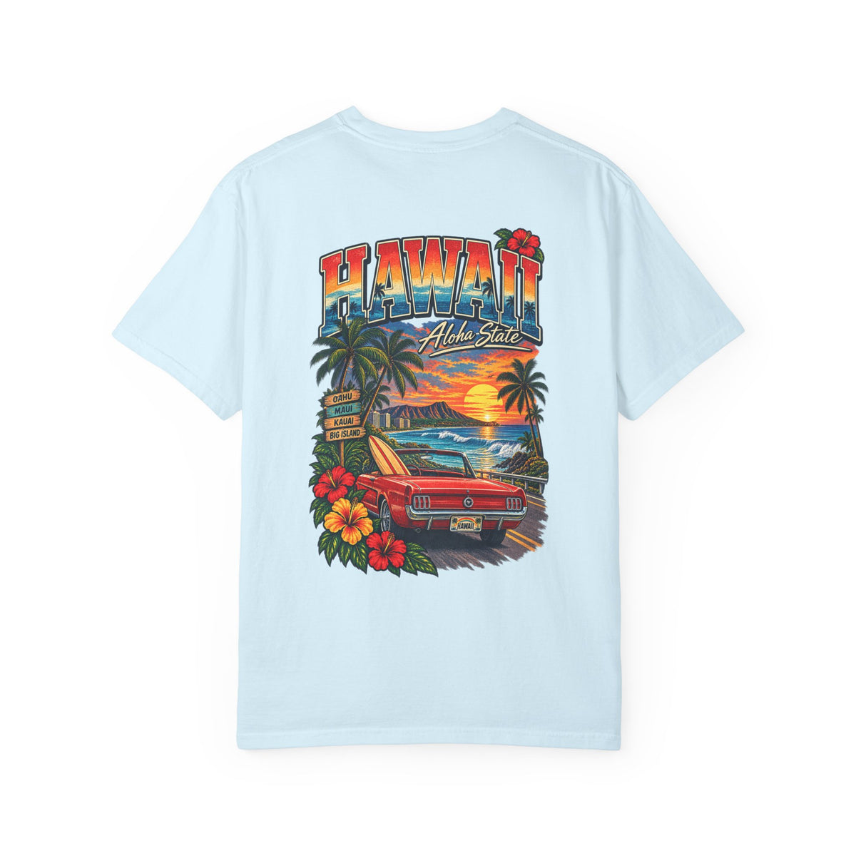 Hawaii Sunset Drive Unisex Comfort Color 1717 Streetwear Graphic Tee