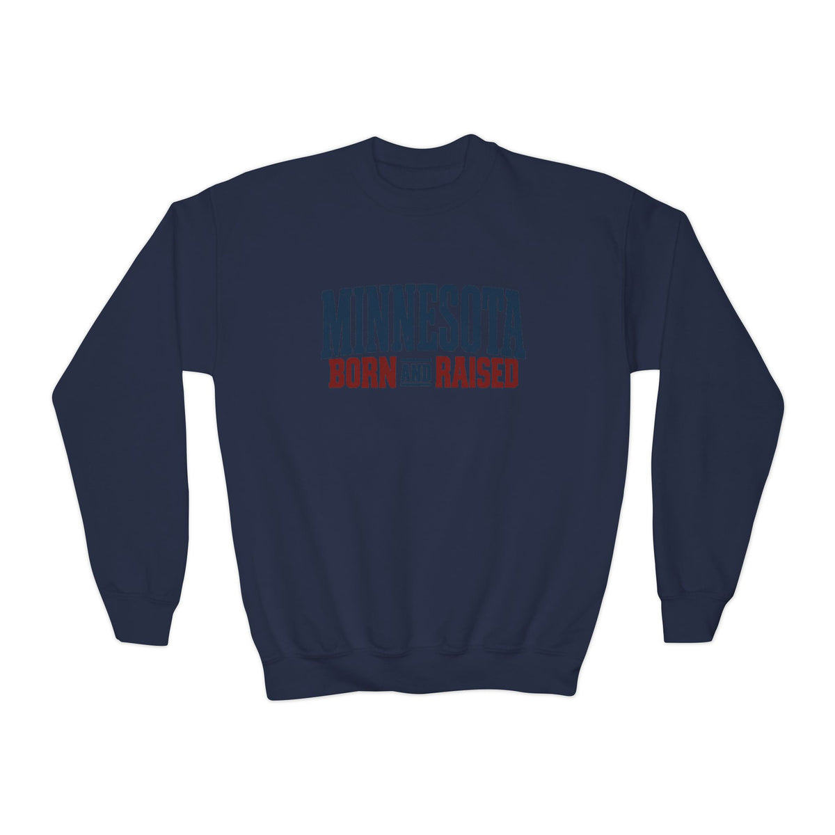 Minnesota Born and Raised Rustic Americana Unisex Youth Crewneck Sweatshirt Graphic
