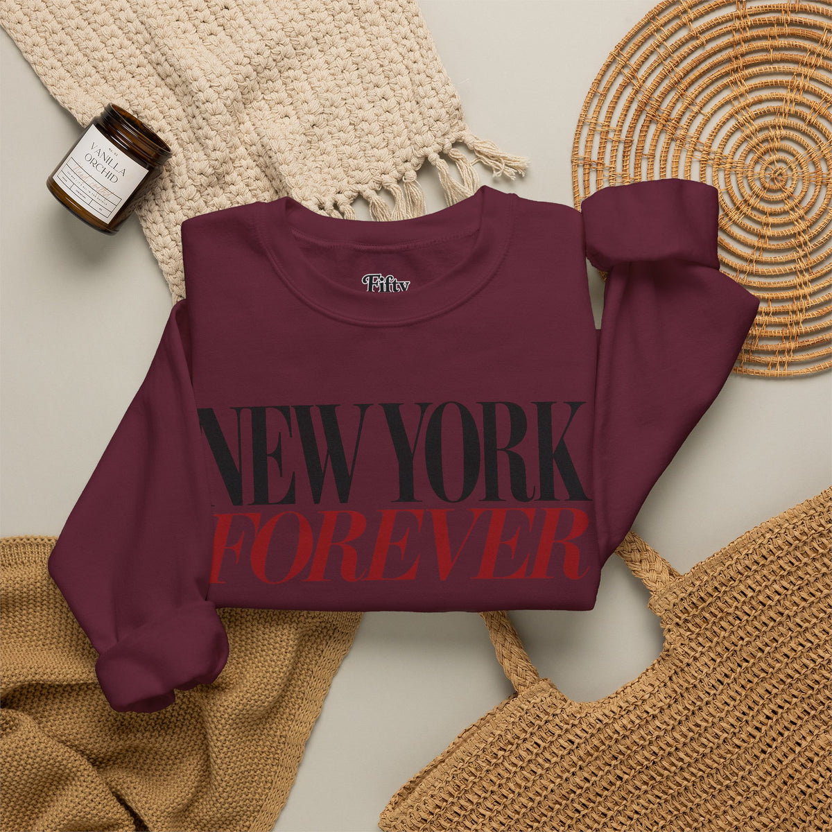 New York Forever Unisex Crewneck Sweatshirt State Name Graphic