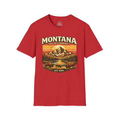 Montana Mountain Sunset Unisex Softstyle T Shirt State Pride Graphic Tee Collections FS03
