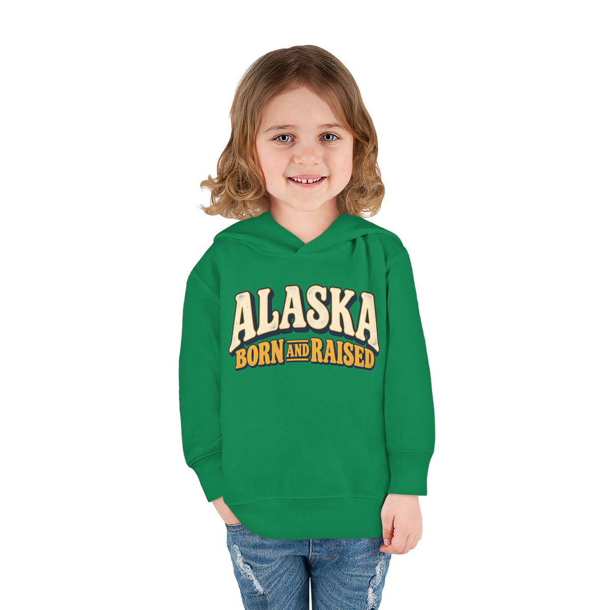 Alaska Born and Raised Retro 1970s Alaska Unisex Toddler Pullover Fleece Hoodie