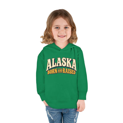 Alaska Born and Raised Retro 1970s Alaska Unisex Toddler Pullover Fleece Hoodie