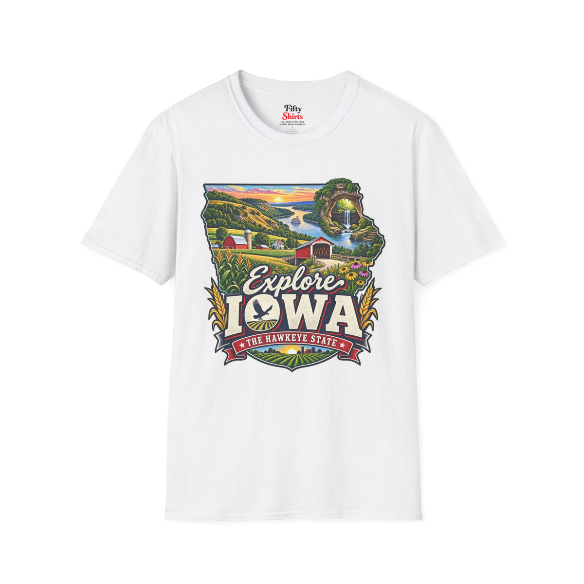 Explore Iowa Unisex Softstyle T Shirt State Pride Graphic Tee Collections FS03