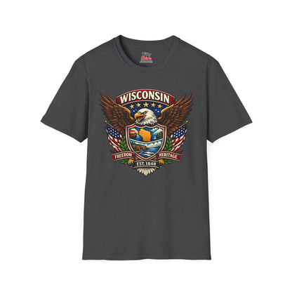 Wisconsin Americana Eagle Unisex Softstyle T Shirt State Pride Graphic Tee Collections FS03