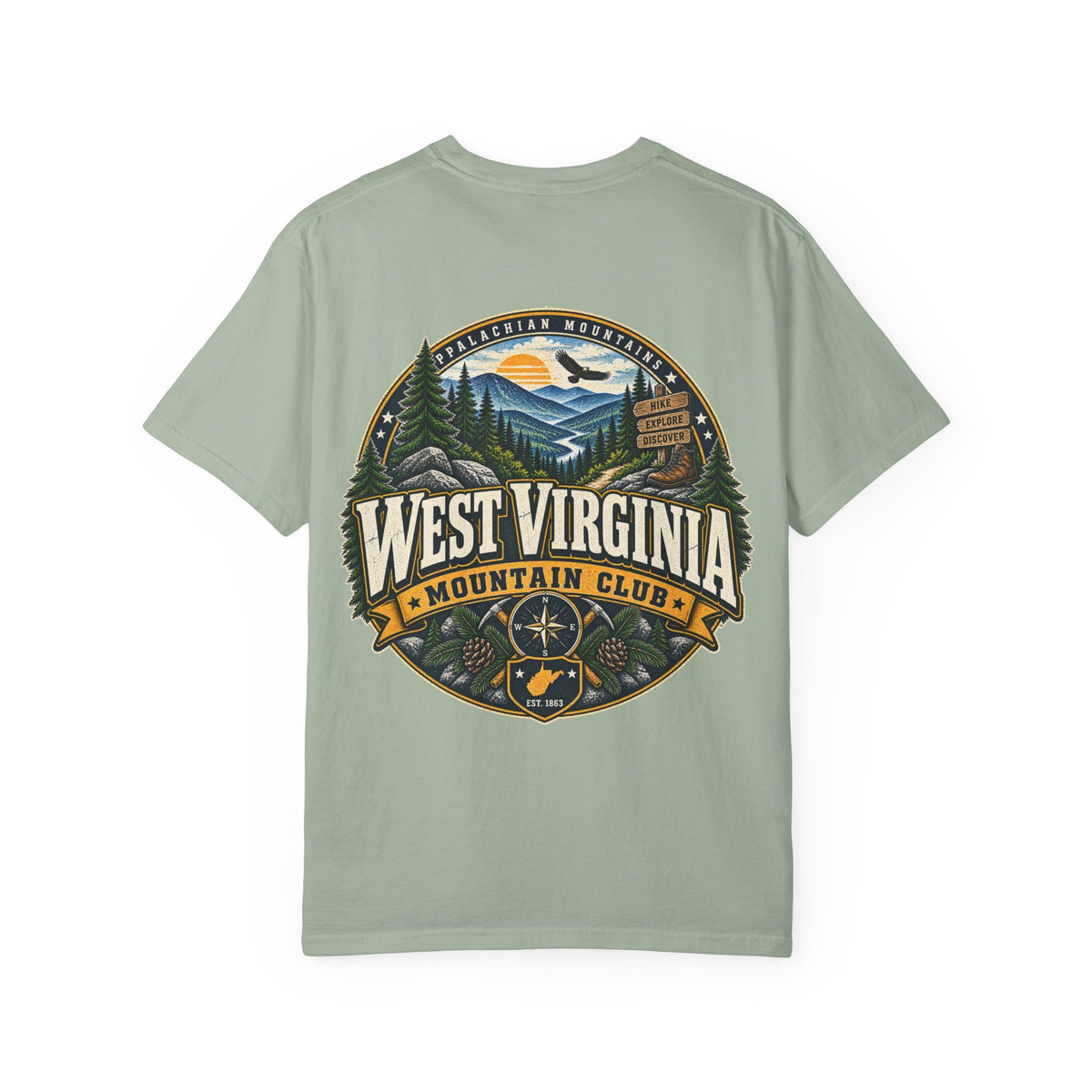 West Virginia Mountain Club Unisex Comfort Color 1717 Streetwear Graphic Tee