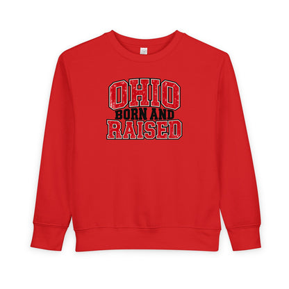 Ohio Born and Raised Vintage Collegiate Unisex Toddler Sweatshirt