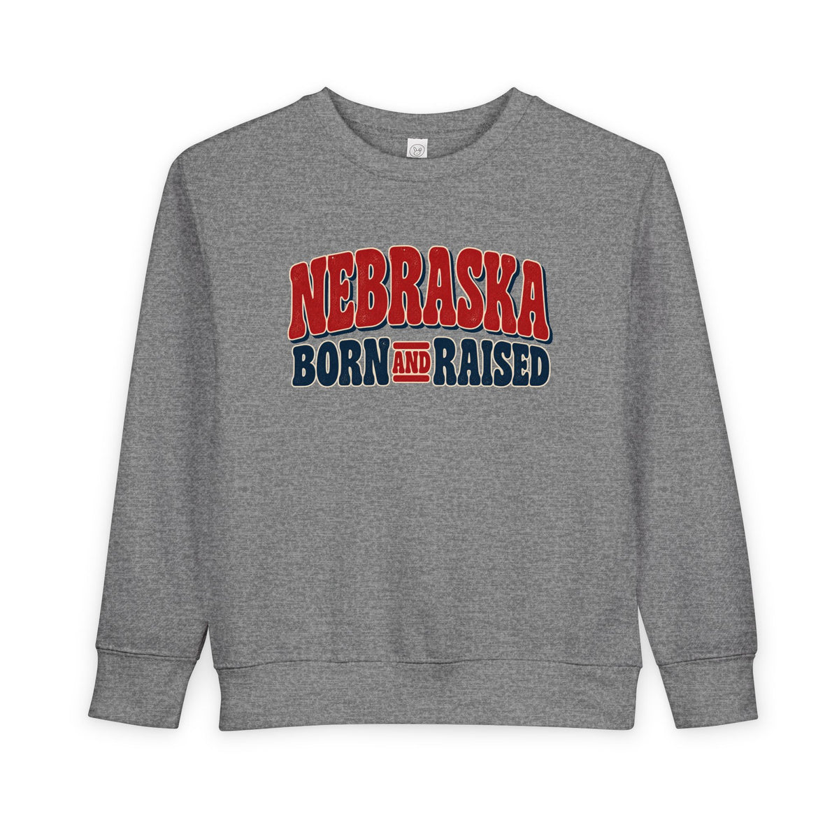 Nebraska Born and Raised Retro 1970s Unisex Toddler Sweatshirt Graphic