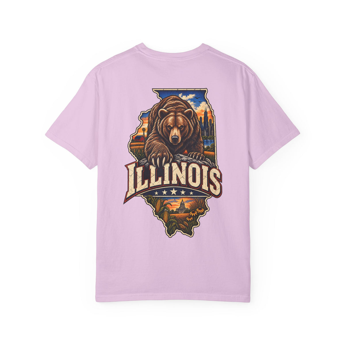 Illinois Bear Emblem Unisex Comfort Color 1717 Streetwear Graphic Tee